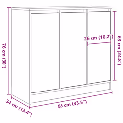 vidaXL Sideboard Artisan Oak 85x34x76 cm Engineered Wood storage cabinet - Additional view 3