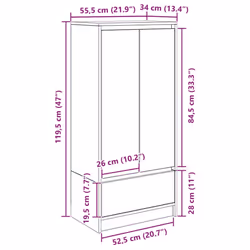 vidaXL Cabinet with Drawer White 55.5x34x119.5 cm Engineered Wood - Additional view 3