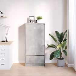 vidaXL Cabinet with Drawer Concrete Grey 55.5x34x119.5 cm Engineered Wood - Additional view 2