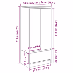 vidaXL Cabinet with Drawer Smoked Oak 55.5x34x119.5 cm Engineered Wood - Additional view 3