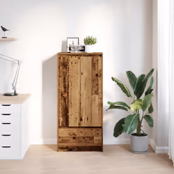 vidaXL Cabinet with Drawer Old Wood 55.5x34x119.5 cm Engineered Wood - Additional view 2