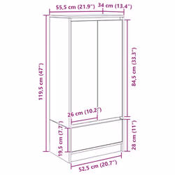 vidaXL Cabinet with Drawer Artisan Oak 55.5x34x119.5 cm Engineered Wood - Additional view 3