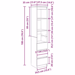 vidaXL Highboard Smoked Oak 37.5x35x180 cm Engineered Wood cabinet - Additional view 3