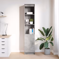 vidaXL Highboard Black Oak 37.5x35x180 cm Engineered Wood cabinet side cabinet - concrete grey, 37.5 cm - Additional view 2