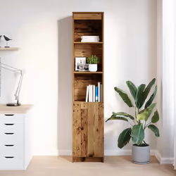vidaXL Highboard Black Oak 37.5x35x180 cm Engineered Wood cabinet side cabinet - old wood, 37.5 cm - Additional view 2