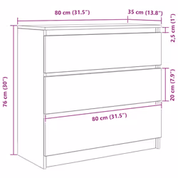 vidaXL Sideboard Grey Sonoma 80x35x76 cm Engineered Wood storage cabinet - white - Additional view 3