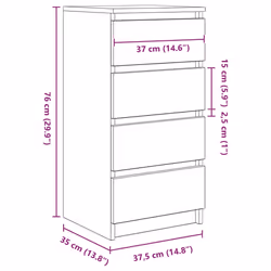 vidaXL Sideboard Sonoma Oak 37.5x35x76 cm Engineered Wood storage cabinet