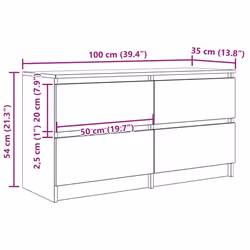 vidaXL TV Cabinet Black 100x35x54 cm Engineered Wood tv stand tv sideboard - smoked oak