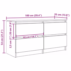 vidaXL TV Cabinet Black 100x35x54 cm Engineered Wood tv stand tv sideboard - grey sonoma