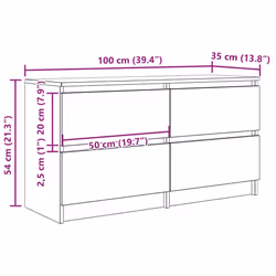 vidaXL TV Cabinet Black 100x35x54 cm Engineered Wood tv stand tv sideboard - brown oak