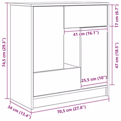vidaXL Sideboard with Drawers and Doors Black Oak 70.5x34x74.5 cm - black oak