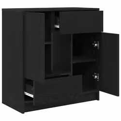 vidaXL Sideboard with Drawers and Doors Black Oak 70.5x34x74.5 cm - black oak - Additional view 4