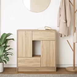 vidaXL Sideboard with Drawers and Doors Black Oak 70.5x34x74.5 cm - sonoma oak