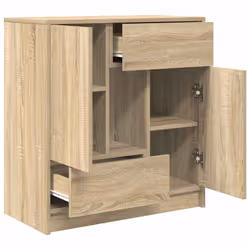 vidaXL Sideboard with Drawers and Doors Black Oak 70.5x34x74.5 cm - sonoma oak - Additional view 4