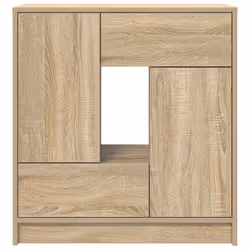 vidaXL Sideboard with Drawers and Doors Black Oak 70.5x34x74.5 cm - sonoma oak - Additional view 5