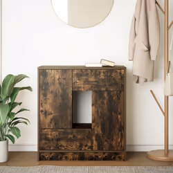 vidaXL Sideboard with Drawers and Doors Black Oak 70.5x34x74.5 cm - smoked oak