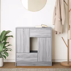 vidaXL Sideboard with Drawers and Doors Black Oak 70.5x34x74.5 cm - grey sonoma