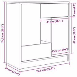 vidaXL Sideboard with Drawers and Doors Black Oak 70.5x34x74.5 cm - grey sonoma