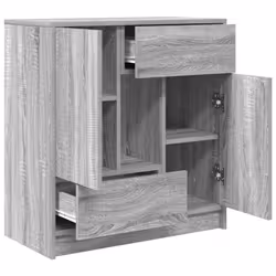 vidaXL Sideboard with Drawers and Doors Black Oak 70.5x34x74.5 cm - grey sonoma - Additional view 4