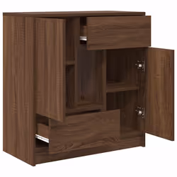 vidaXL Sideboard with Drawers and Doors Black Oak 70.5x34x74.5 cm - brown oak - Additional view 4