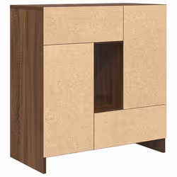 vidaXL Sideboard with Drawers and Doors Black Oak 70.5x34x74.5 cm - brown oak - Additional view 7