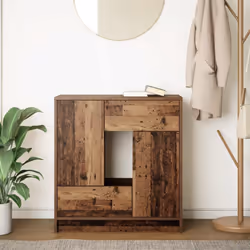 vidaXL Sideboard with Drawers and Doors Black Oak 70.5x34x74.5 cm - old wood