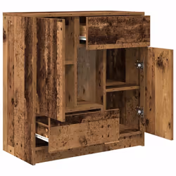 vidaXL Sideboard with Drawers and Doors Black Oak 70.5x34x74.5 cm - old wood - Additional view 4
