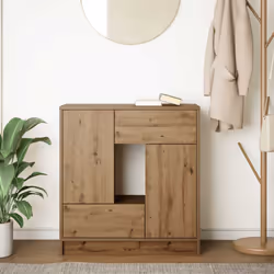 vidaXL Sideboard with Drawers and Doors Black Oak 70.5x34x74.5 cm - artisan oak - Additional view 2