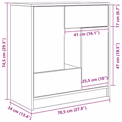 vidaXL Sideboard with Drawers and Doors Black Oak 70.5x34x74.5 cm - artisan oak - Additional view 3