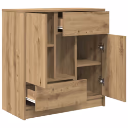 vidaXL Sideboard with Drawers and Doors Black Oak 70.5x34x74.5 cm - artisan oak - Additional view 4
