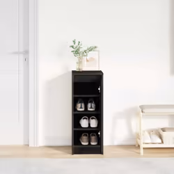 vidaXL Shoe Cabinet Grey Sonoma 29.5x34x76 cm Engineered Wood shoe rack - black oak - Additional view 2