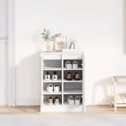 vidaXL Shoe Cabinet Smoked Oak 57x34x76 cm Engineered Wood shoe rack - white - Additional view 2