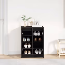 vidaXL Shoe Cabinet Smoked Oak 57x34x76 cm Engineered Wood shoe rack - black oak - Additional view 2