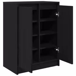 vidaXL Shoe Cabinet Smoked Oak 57x34x76 cm Engineered Wood shoe rack - black oak - Additional view 4