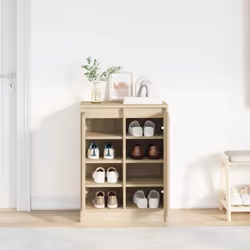 vidaXL Shoe Cabinet Smoked Oak 57x34x76 cm Engineered Wood shoe rack - sonoma oak - Additional view 2