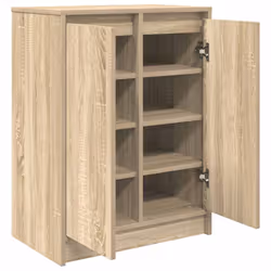 vidaXL Shoe Cabinet Smoked Oak 57x34x76 cm Engineered Wood shoe rack - sonoma oak - Additional view 4