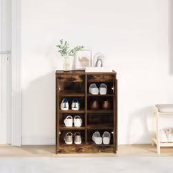vidaXL Shoe Cabinet Smoked Oak 57x34x76 cm Engineered Wood shoe rack - smoked oak - Additional view 2
