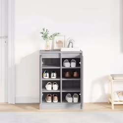 vidaXL Shoe Cabinet Smoked Oak 57x34x76 cm Engineered Wood shoe rack - grey sonoma - Additional view 2