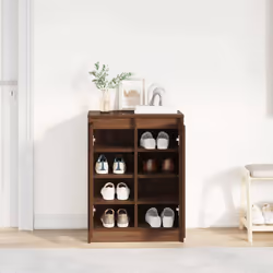 vidaXL Shoe Cabinet Smoked Oak 57x34x76 cm Engineered Wood shoe rack - brown oak - Additional view 2