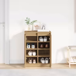 vidaXL Shoe Cabinet Smoked Oak 57x34x76 cm Engineered Wood shoe rack - artisan oak - Additional view 2