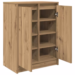 vidaXL Shoe Cabinet Smoked Oak 57x34x76 cm Engineered Wood shoe rack - artisan oak - Additional view 4