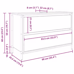 vidaXL Bathroom Basin Cabinet with Drawers Sonoma Oak 90x34.5x60 cm - Additional view 3