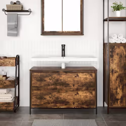 vidaXL Bathroom Basin Cabinet with Drawers Smoked Oak 90x34.5x60 cm - Additional view 2