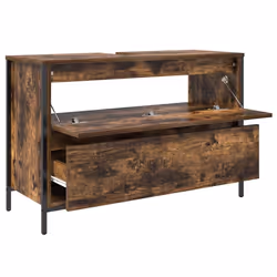 vidaXL Bathroom Basin Cabinet with Drawers Smoked Oak 90x34.5x60 cm - Additional view 4