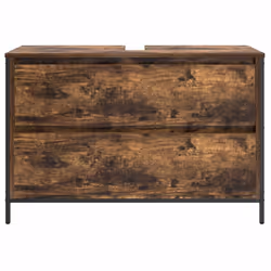 vidaXL Bathroom Basin Cabinet with Drawers Smoked Oak 90x34.5x60 cm - Additional view 5
