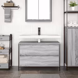 vidaXL Bathroom Basin Cabinet with Drawers Grey Sonoma 90x34.5x60 cm - Additional view 2