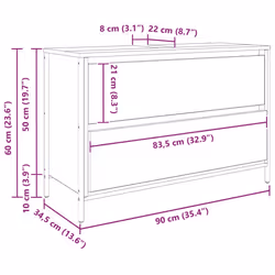 vidaXL Bathroom Basin Cabinet with Drawers Grey Sonoma 90x34.5x60 cm - Additional view 3