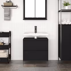 vidaXL Bathroom Basin Cabinet with Drawers Black Oak 60x34.5x60 cm - Additional view 2