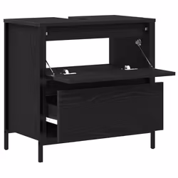 vidaXL Bathroom Basin Cabinet with Drawers Black Oak 60x34.5x60 cm - Additional view 4