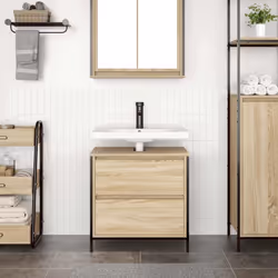 vidaXL Bathroom Basin Cabinet with Drawers Sonoma Oak 60x34.5x60 cm - Additional view 2